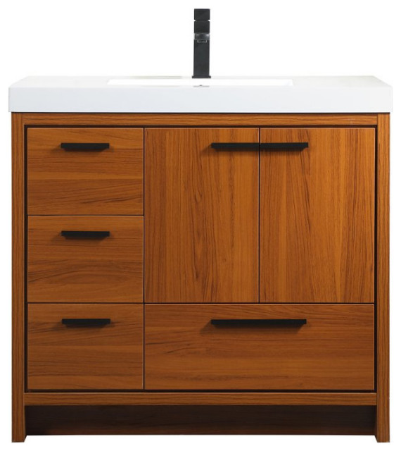 Elegant VF46036MTK 36" Single Bathroom Vanity, Teak - Transitional ...