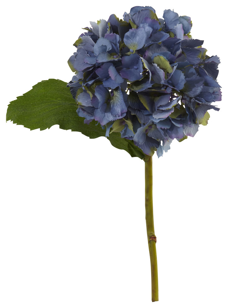 12" Hydrangea Artificial Flower, Set of 12 Contemporary Artificial