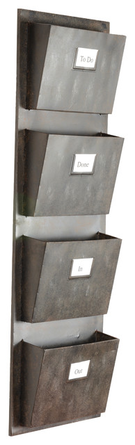 Linon Industrial Metal Four Slot Mailbox