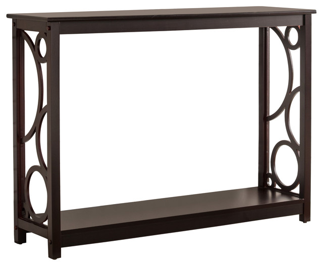 Dunham Wood Console Table Cherry, Transitional Console Table Decor