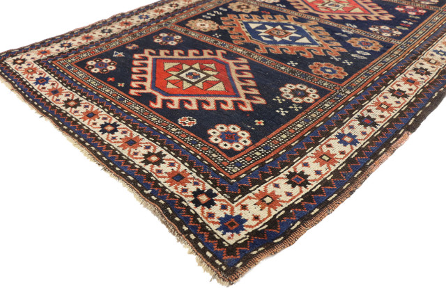 Consigned, Antique Caucasian Kazak Tribal Rug - Southwestern - Area