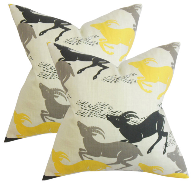 Naenia Animal Print Throw Pillows Set Of 2 Contemporary