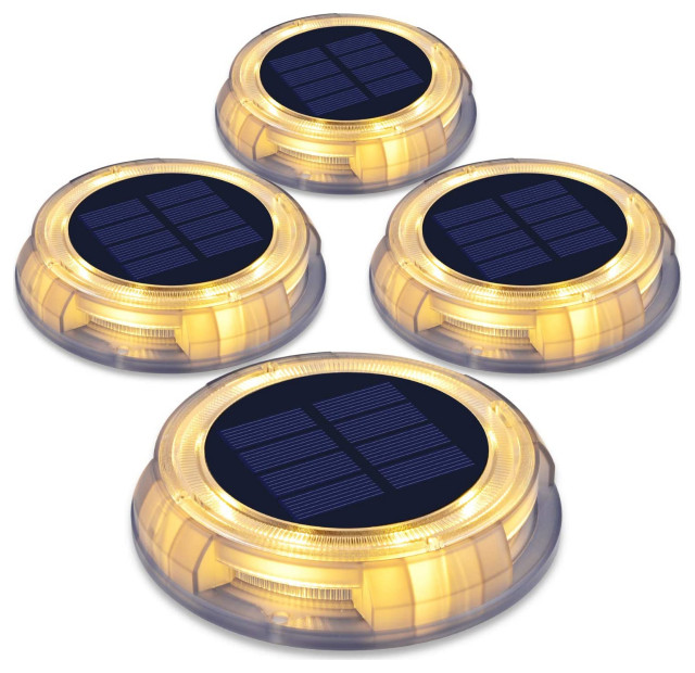Solar Powered 4Light Deco Clear LED InGround Light Modern