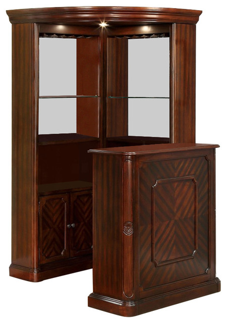 Voltaire Traditional Style Curio Corner Cabinet Bar Counter Table Voltaire Traditional Style Curio Corner Cabinet Bar Counter Table Set