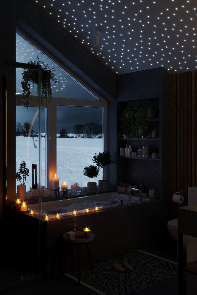 Эскизный проект санузла с окном в частном доме