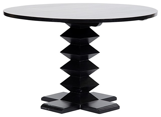 48 Round Dining Table Solid Mahogany Wood Hand Rubbed Black Finish Modern Transitional Dining Tables By Noble Origins Home