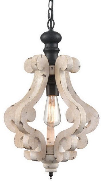 distressed white wood pendant light