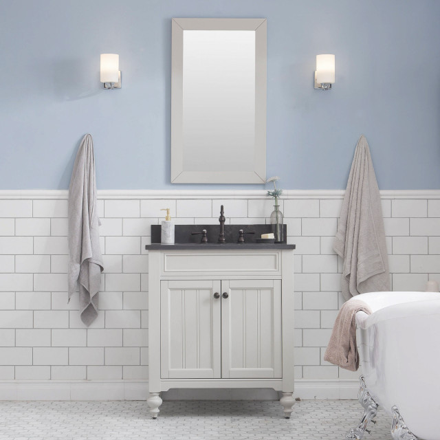 Potenza Earl Gray Bathroom Vanity, 30" Wide, No Mirror, One Faucet