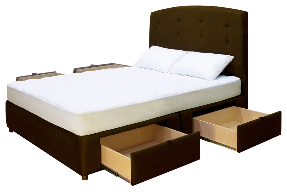 Tiffany 4 Drawer Platform Storage Bed, Microfiber Olive, King