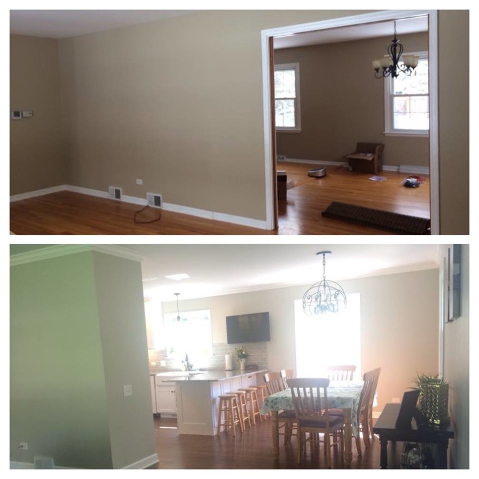 Example of a transitional home design design in Chicago