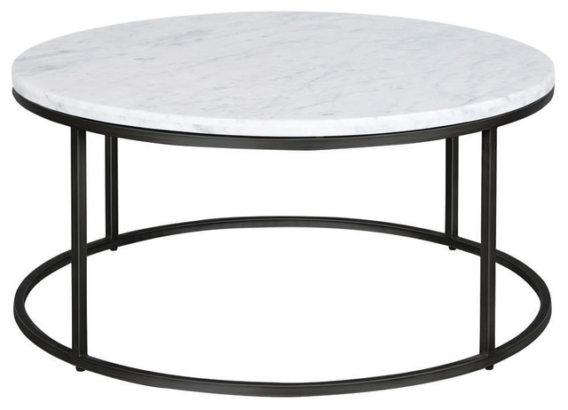 Black And White Round Marble Coffee Table, White Serena Italian Carrara Marble Coffee Table