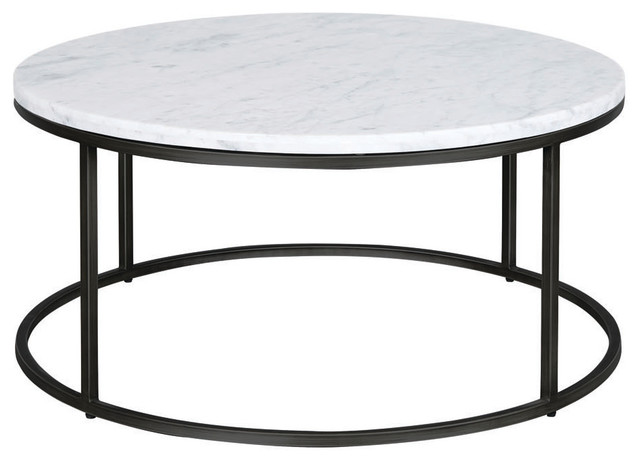 Palliser Furniture, Julien Round Cocktail Table, Black Base, White 