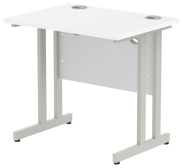 Impulse Silver Cantilever Base Desk, White, 80x60 cm
