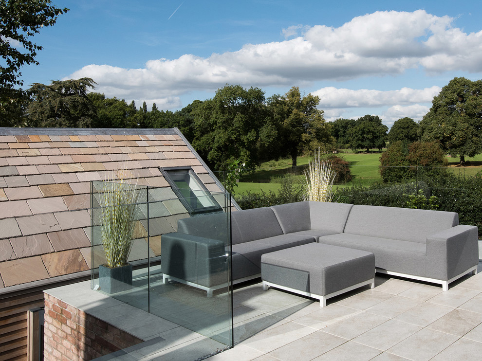 Photo of a large contemporary rooftop deck in Cheshire with no cover.