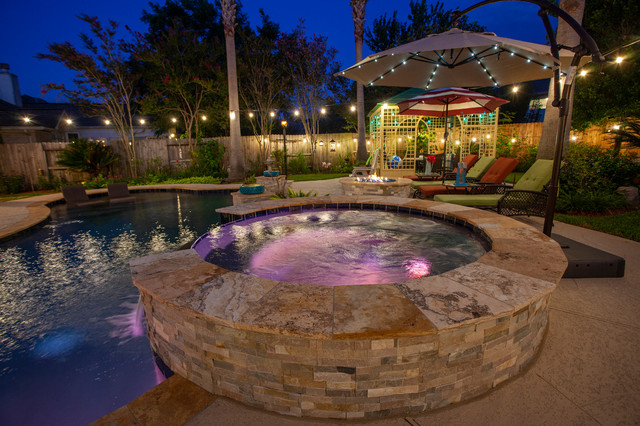 Pool Spa Combo With Fire Pit Asian Swimming Pool Hot Tub