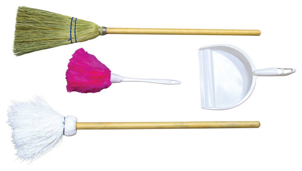Broom, Mop, Duster, Dust Pan Housekeeping Set Transitional Mops