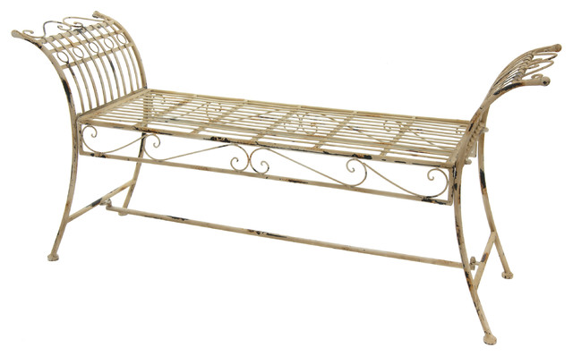 Rustic Garden Bench, Distressed White