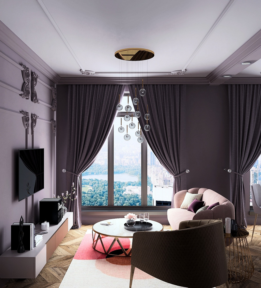 Совмещенная гостиная с кухней для молодой женщины