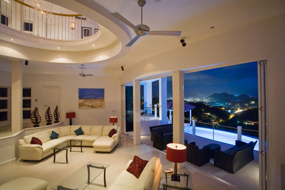 Night time view over island
