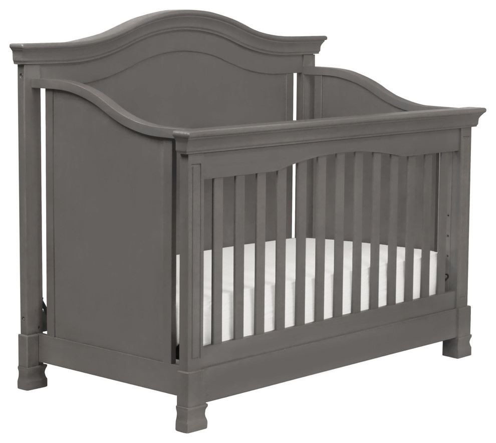 MDB Classic Louis 4in1 Convertible Crib with Toddler Rail, Manor Grey