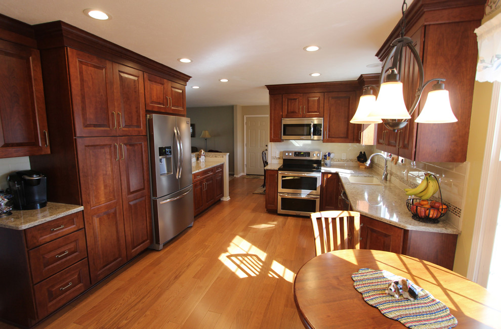 Kitchen Remodel with Medallion Cherry Raised Panel Cabinets & Quartz ...