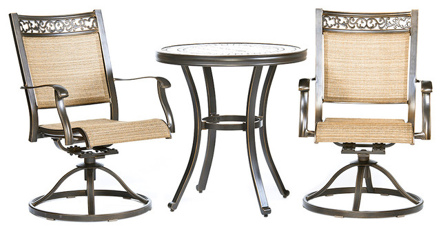 Dali 3-Piece Bistro Set, Handmade Round Table Swivel Rocker Chairs
