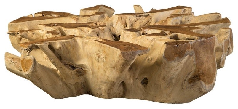 world bazaar exotics outlet 60" Coffee Table Teak Wood Organic Sculpture Natural Brown Root Round 1878 - Rustic - Coffee ...