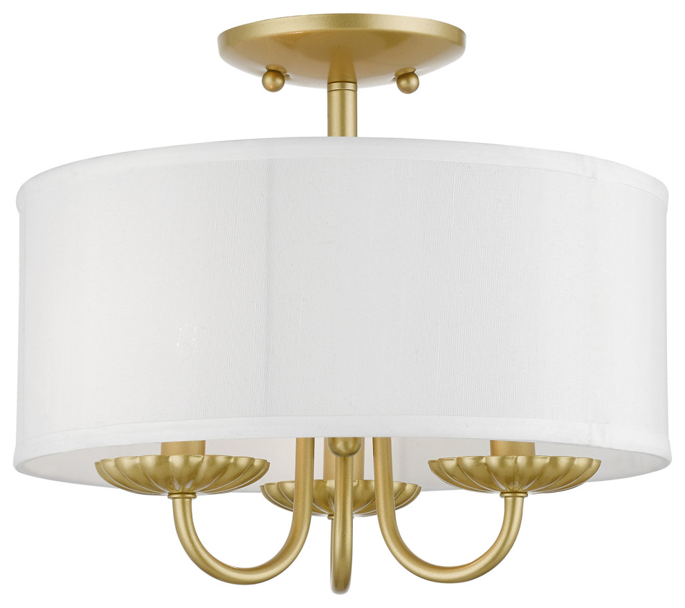 Livex Lighting 3 Light Soft Gold Semi-Flush Mount - Transitional ...