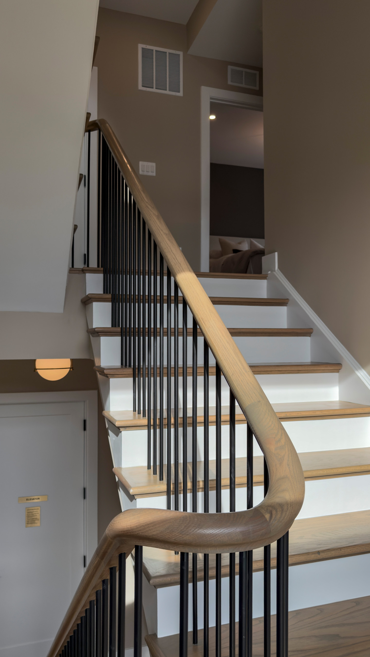 Project #153 | Sophisticated Red Oak Stair with Metal Balusters
