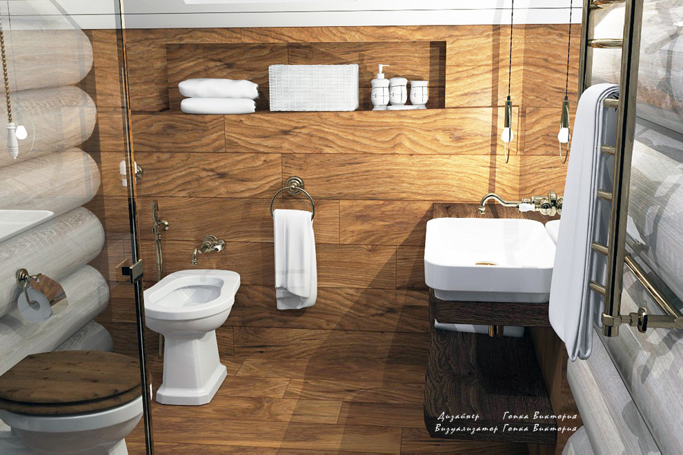 Ванная комната (круглый брус) с элементами лофта