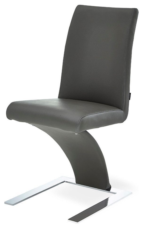 Modern Mesa Dining Chair in Dark Grey Microfiber Leather and Stainless Steel