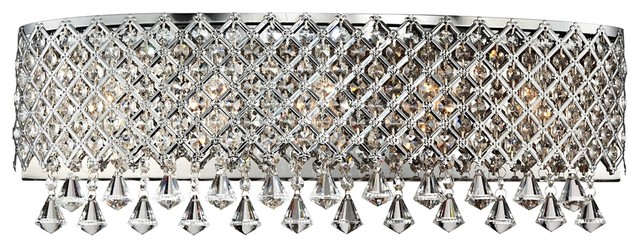 Contemporary Chrome Band Around Crystal 23 1/2&quot; Wide Bath Light Fixture