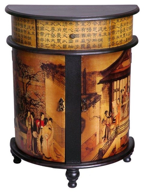 Family Gathering Round Front Cabinet - Traditional 