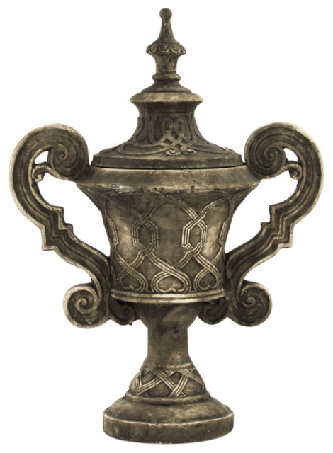 Resin Accent Urn, Distressed Gray