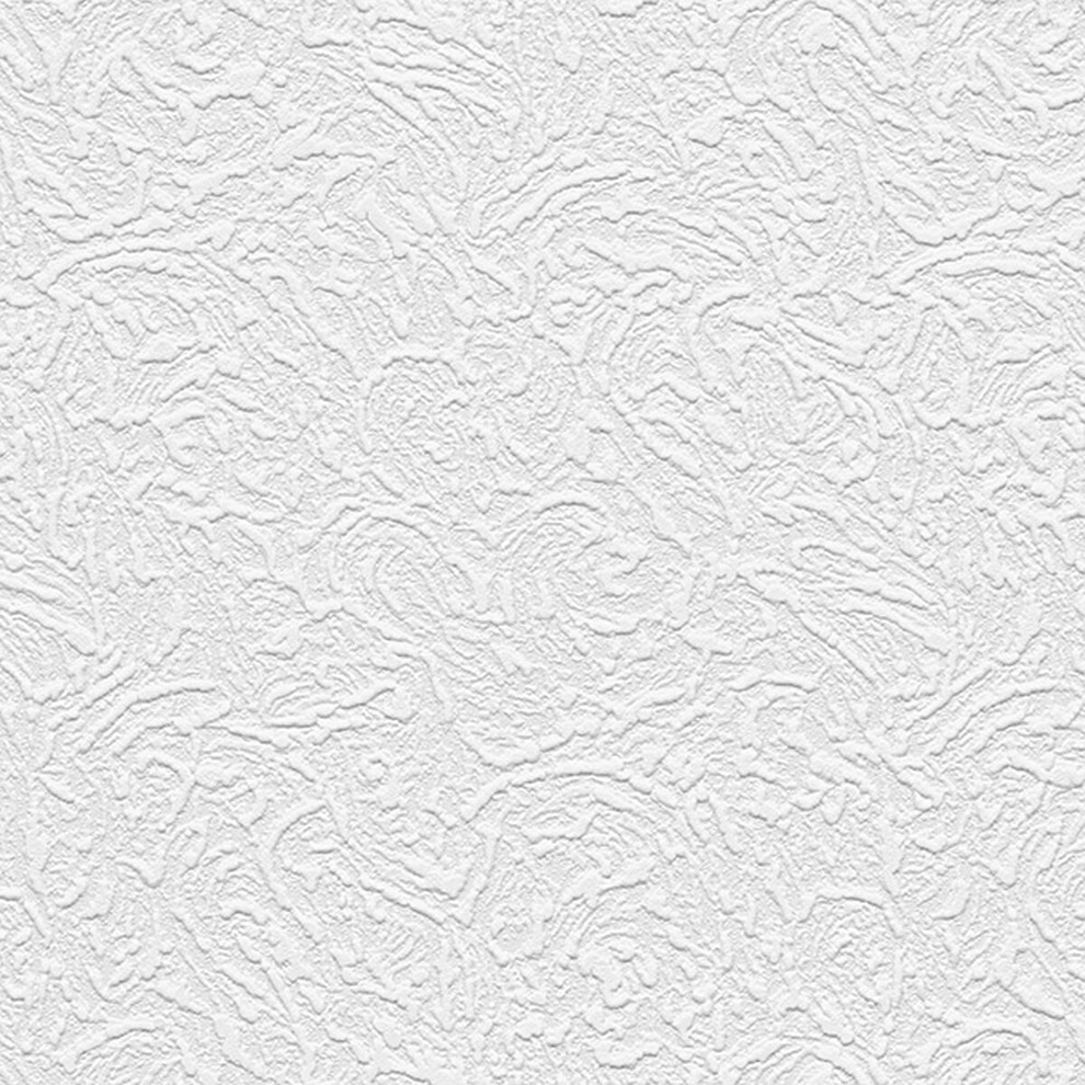 Architectural, Texture Geometric Paintable Pre-Pasted White Wallpaper Roll