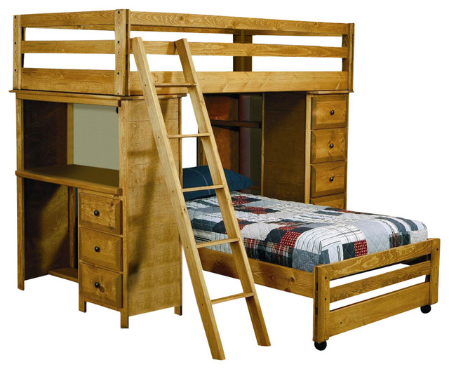 Coaster Wrangle Hill Twin Over Twin Loft Bed With Built In Desk