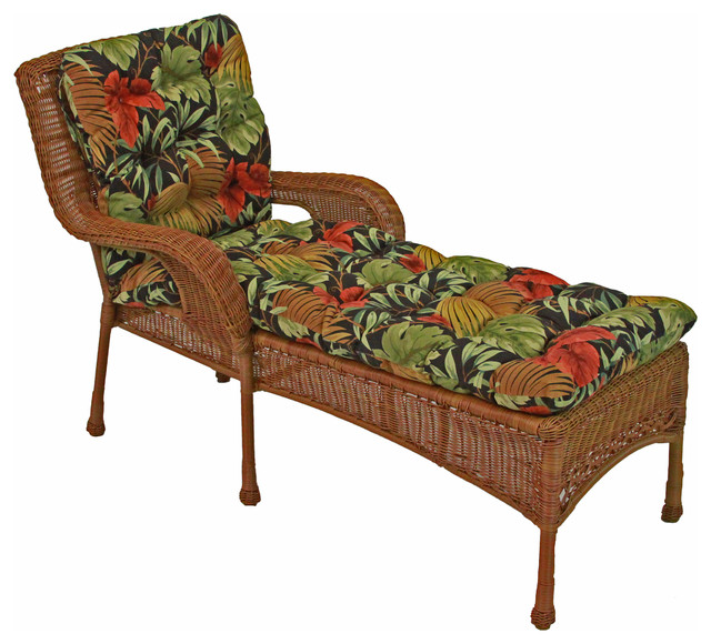 74"x19" Squarded Outdoor Spun Polyester Tufted Chaise Lounge Cushion