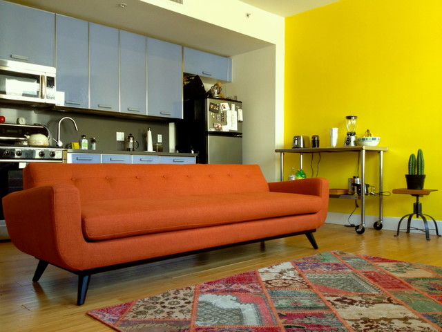 Mid Century Modern Orange Chenille Sofa The Sofa Company