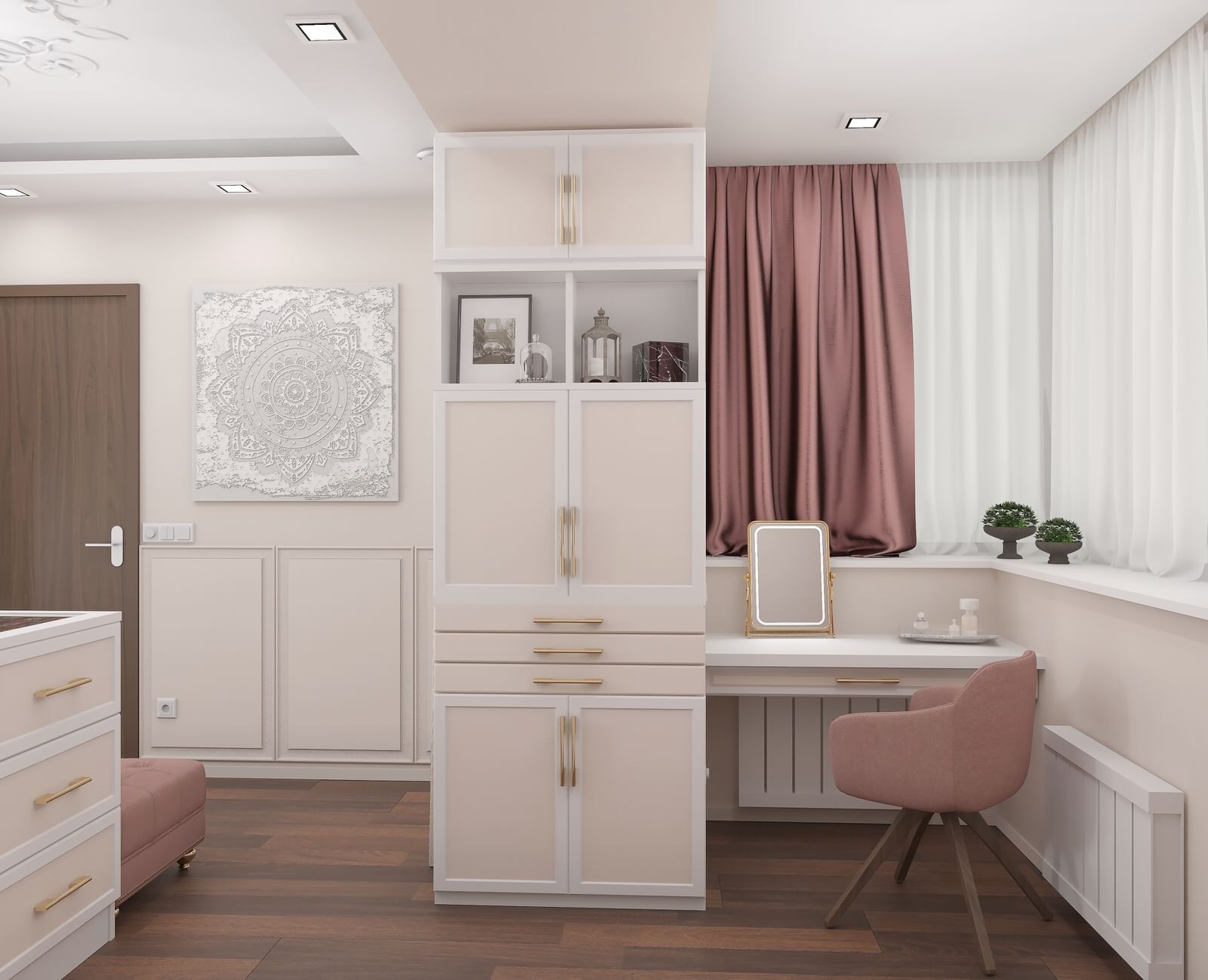 Кабинет и гардеробная в квартире.