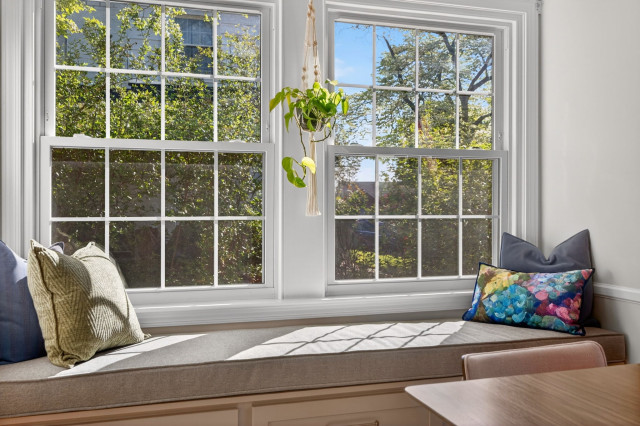 Transitional Kitchen with Custom Banquette plus Dining Nook, Quartz Countertops contemporary-dining-room