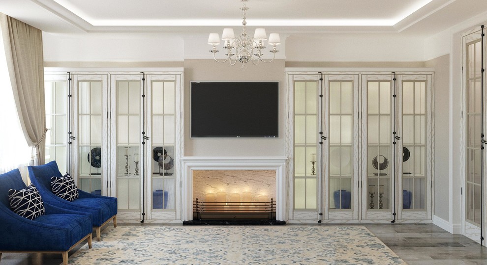 Неоклассический интерьер трехкомнатной квартиры для ЖК Покровский