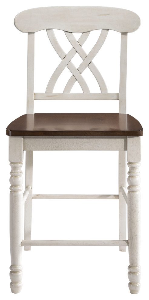 Acme Dylan Counter Height Chairs, Buttermilk and Oak, Set of 2