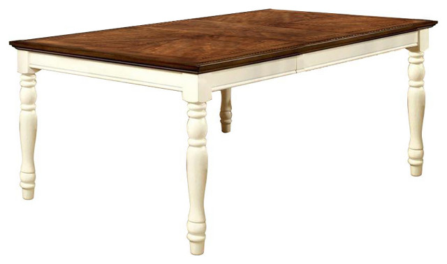 Wooden Dining Table, Vintage White and Dark Oak, Standard Height - French Country - Dining ...
