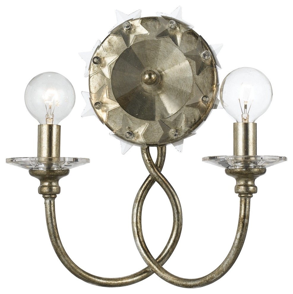 Willow Two Light Antique Silver Wall Light