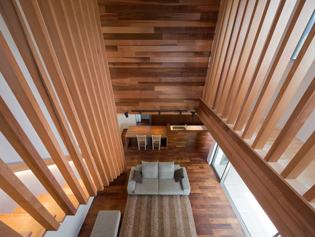 M4-house「重なり合う家」 modern-living-room