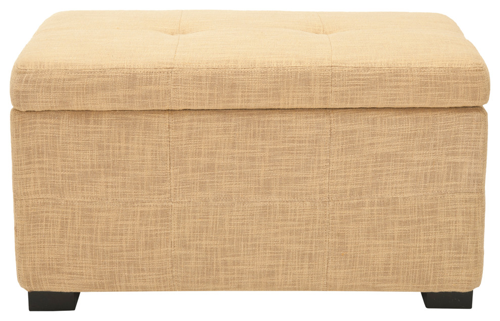 Maiden Tufted Storage Bench, Small, Gold Viscose/Polyester