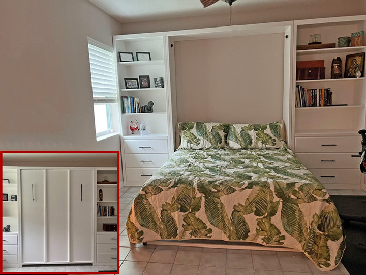 Space Saving Savona Queen Vertical Wall Bed with Hidden Flip Leg, Side