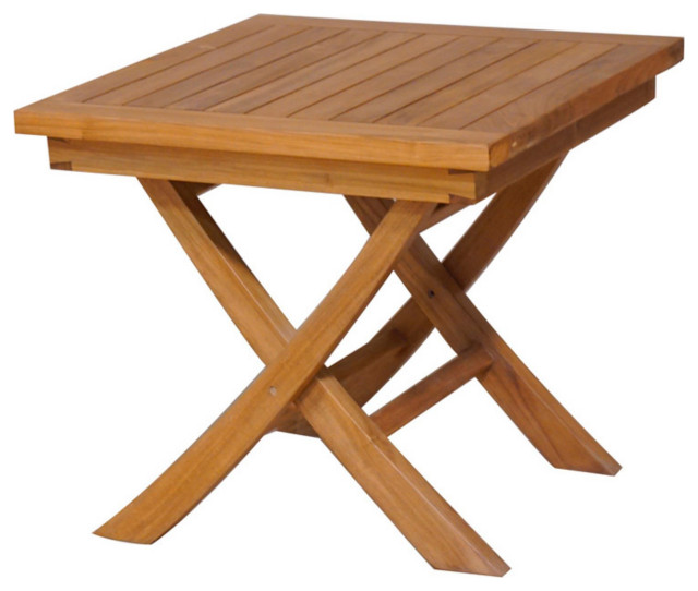 Indoor Outdoor End Table, Folding Design Constructed With Teak Wood
