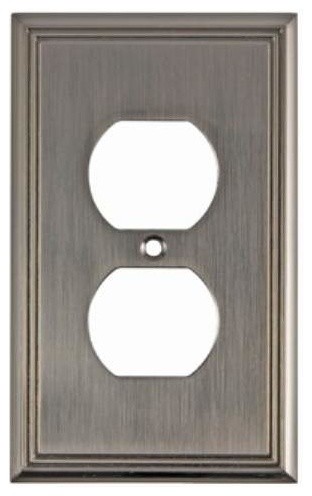 Richelieu BP852195 Contemporary Double Receptacle Wall Plate - Brushed Nickel