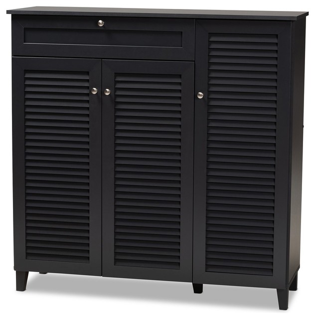 Baxton Studio Coolidge Finished 11 Shelf Wood Shoe Storage Cabinet